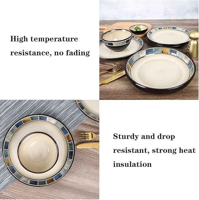 Kitchen Dinnerware Set 20-Piece Kitchen Dinnerware Set Durability Ceramic Dinner Plate Sets Checkered Pattern Plates Set Dishes Set