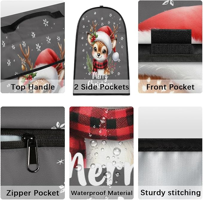 cfpolar Kitchen Aid Mixer Cover Compatible with 6-8 Quarts Elk Holly Christmas Hat Stand Mixer Cover Kitchen Aid Mixers Accessories Appliance Organizer Bag Dust Covers with Zipper Pocket