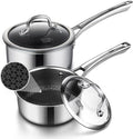 Sauce pan with lid1.5 Quart &amp 2.5 Quart Hybrid Nonstick Sauce pans set Stainless Steel cookwarenon stick Pots PFOA FreeWorks on InductionCeramic and Gas Cooktops