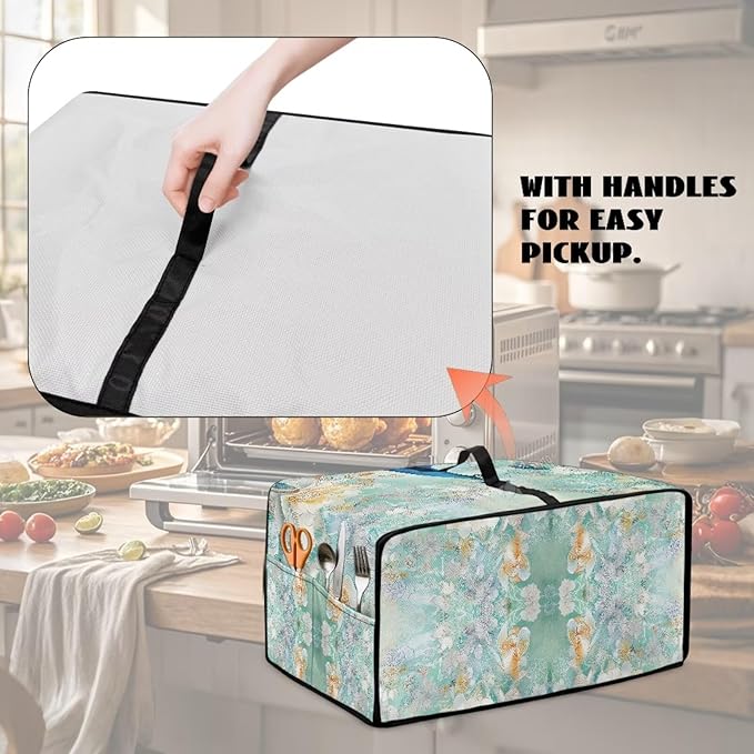 Doojoayie Peacock Toaster Oven Cover 4 Slice Bread Machine Dust Protector Universal Fit Dust-proof &amp Stain Resistant Covers for Kitchen Appliance Protection Floral Print