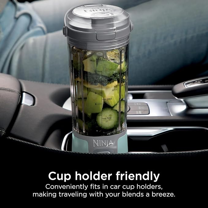 Ninja Blast 16 oz. Personal Portable Blender with Leak Proof Lid and Easy Sip Spout Perfect for Smoothies Cordless USB-C Rechargeable Dishwasher Safe Parts (Renewed) (Forest Green)