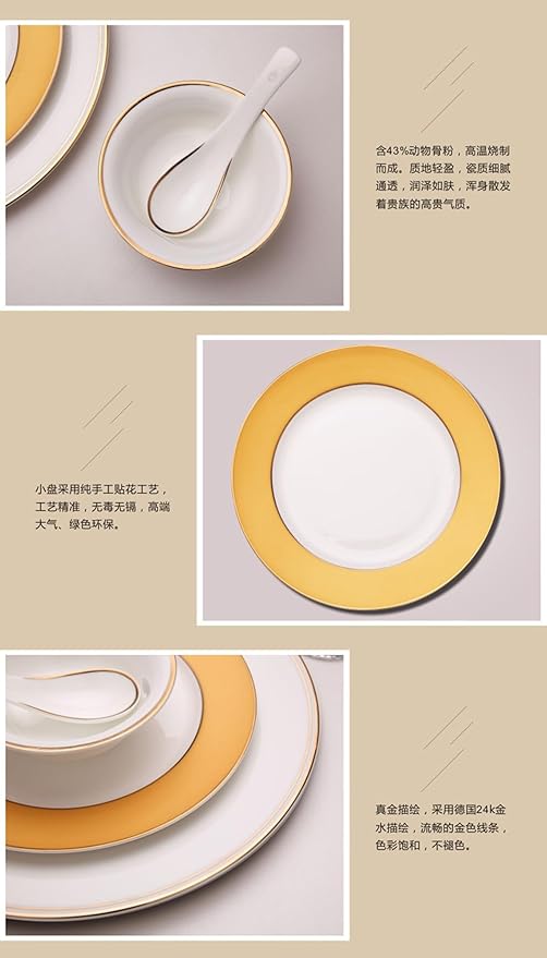 European Style Dinnerware Set Service for 2 Bone China Dinnerware Sets Unbreakable Porcelain Dinner Sets Coffee Cup and Saucer Tableware Set Steak Dinner Plates Dish Set Wide edged painting-05