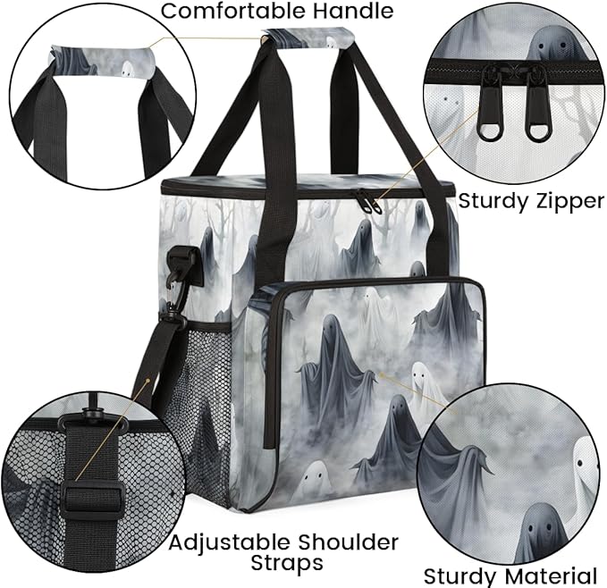 Halloween Ghosts Coffee Maker Carrying Bag Cartoon Ghosts Travel Storage Bag Compatible with K-Mini or K-Mini Plus Single Serve Coffee Brewer Carrying Case with Multiple Pockets &amp Shoulder Strap