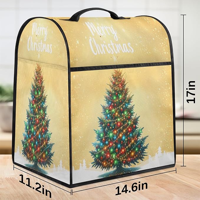 cfpolar Kitchen Aid Mixer Cover Compatible with 6-8 Quarts Christmas Tree Xmas Stand Mixer Cover Kitchen Aid Mixers Accessories Appliance Organizer Bag Dust Covers with Zipper Pocket