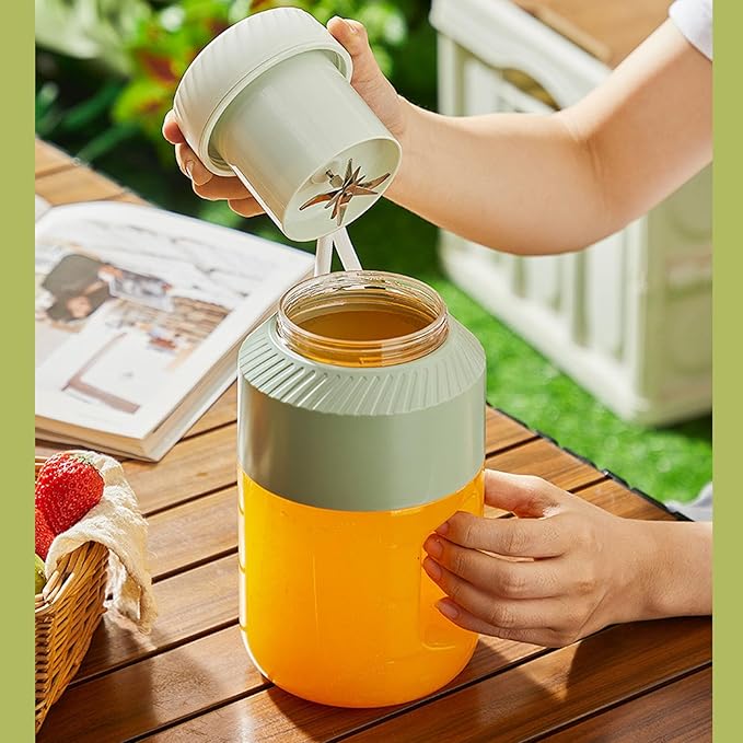 Portable Blender 1L Dual Lid Rechargeable Cordless Blender with Hanging Strap 18000 RPM 10 - Blade Juicer Cup for Outdoor Travel Gym Party Use (Green)