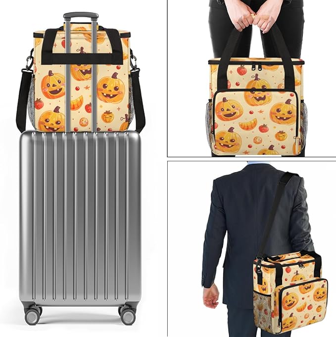 Magical Pumpkin Coffee Maker Carrying Bag Cartoon Pumpkin Travel Storage Bag Compatible with K-Mini or K-Mini Plus Single Serve Coffee Brewer Carrying Case with Multiple Pockets &amp Shoulder Strap