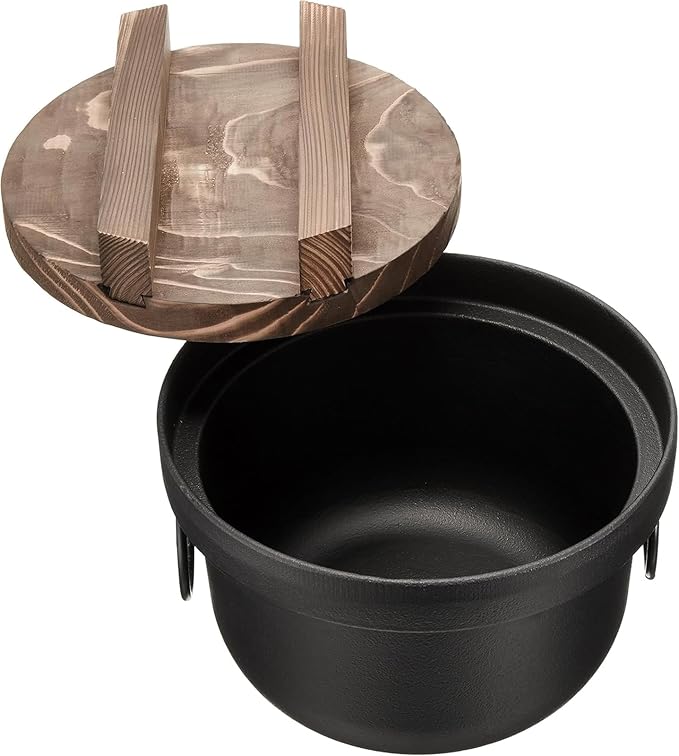 Ikenaga Ironwork 312714 Rice Pot 3 Cups Induction Compatible Rice Cooking Made in Japan Black