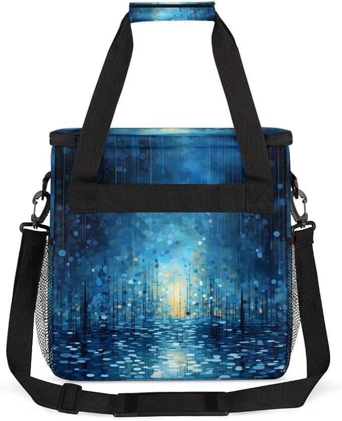 Glitter Coffee Maker Carrying Bag Midnight Blue Portable Travel Storage Tote Bag Compatible with K-Mini or K-Mini Plus Single Serve Coffee Brewer Carrying Case with Multiple Pockets &amp Shoulder S