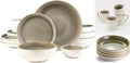 Sango Resona Moss 24-Piece Green Dinnerware Set – Service for 4 Plate Mug &amp Bowl Set Durable Stoneware with Reactive Glaze Finish for Everyday Dining &amp Entertainment Microwave &amp Dishw