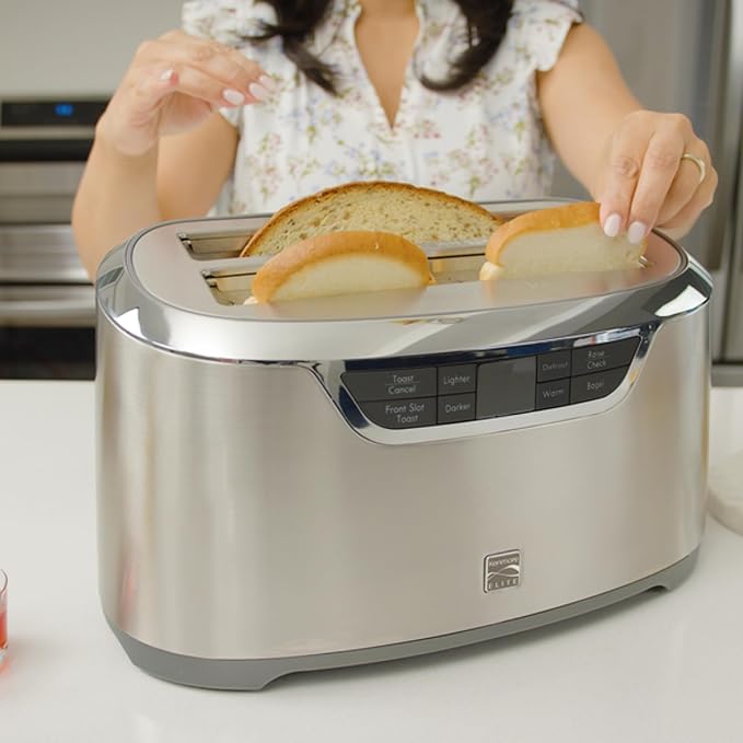 Kenmore Elite toaster 4-slice -wide slot countertop stainless steel Auto lift toasters grill or toast bread bagel &amp buns commercial easy tray clean function with compact pop up tostadora de pan