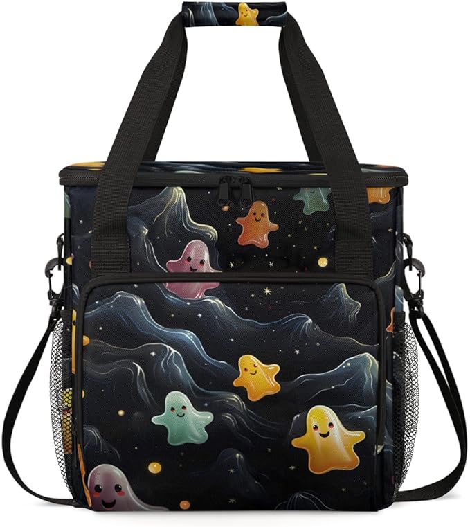 Halloween Ghosts Coffee Maker Carrying Bag Cute Ghosts Travel Storage Bag Compatible with K-Mini or K-Mini Plus Single Serve Coffee Brewer Carrying Case with Multiple Pockets &amp Shoulder Strap