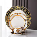 European Style Dinnerware Set Service for 6 Bone China Dinnerware Sets Unbreakable Porcelain Dinner Sets Coffee Cup and Saucer Tableware Set Steak Dinner Plates Dish Set Black bone china-07