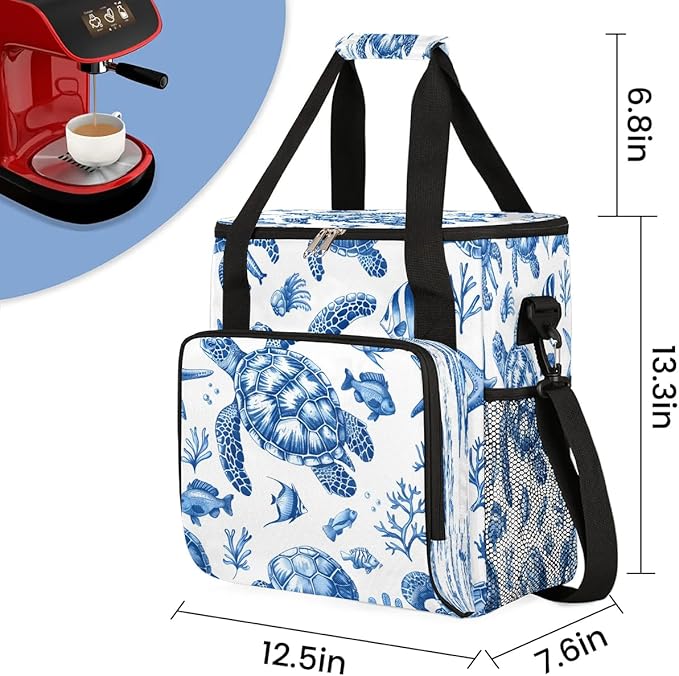 Sea Fish Turtle Coffee Maker Travel Bag for K-Mini or K-Mini Plus Single Serve Coffee Brewer Portable Storage Tote Case for Tarvel
