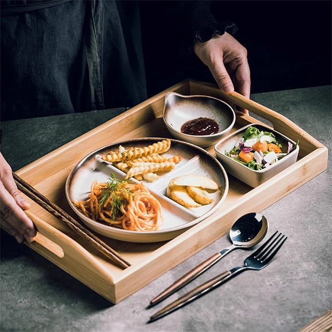Divided Dinnerware Set 7-Piece Japanese Style with 8 Inch Compartments Plates Bowl and Dish Set Dishwasher &amp Microwave Safe Service for 1 (Color : C)