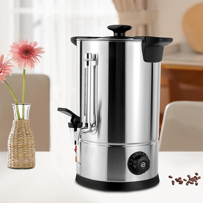 Commercial Coffee Urn 50-Cup 8L/2.11gal Stainless Steel Coffee Urn Coffee Dispenser Coffee Maker Hot Water Urn for Home Party Office Wedding