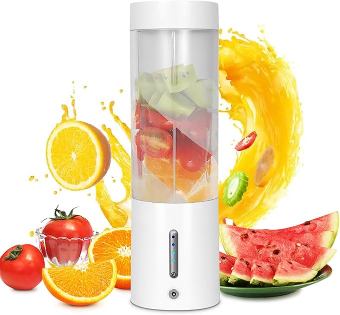 Portable Smoothie Blender Personal Rechargeable Fruit Mixer with 6 Stainless Steel Blades 450ml Capacity and 25 Cups Output/Full Charged Auto Cleaning Function for Work Travel Gym