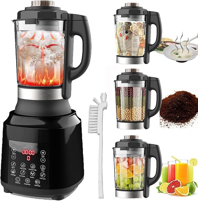 Countertop Food BlenderHot Soup MakerHigh-Speed Kitchen Food Processor with 9 One Touch Programs12H PresetSelf-CleaningCrushingMixingJuicesPureeingGrindingChoppingAuto-shutoff 60OZ 1200W
