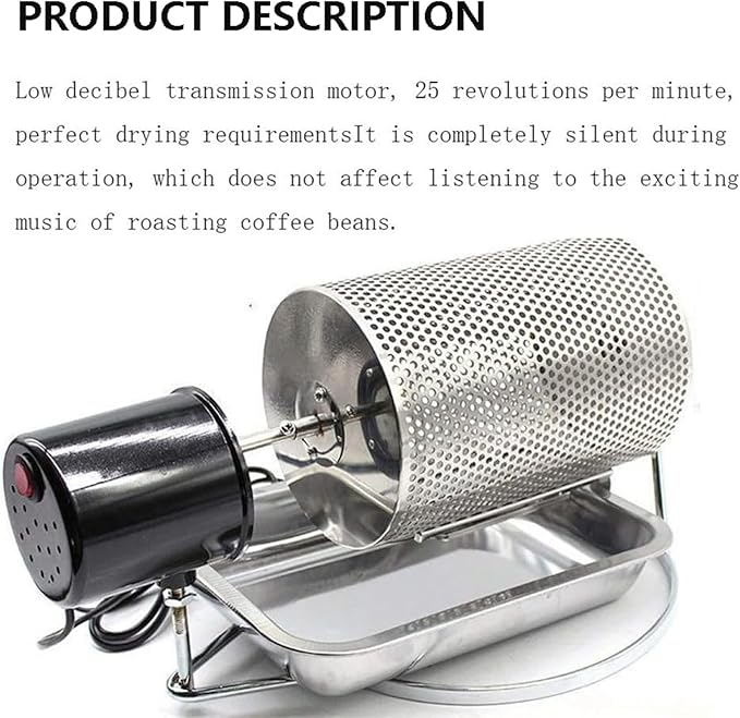 250g Manual Coffee Roaster with Tray Household Baking Machine Coffee Beans Dried Fruit Baked Beans Roasting Machine Suitable For Home Office Cafes Hotels Kitchen Baking