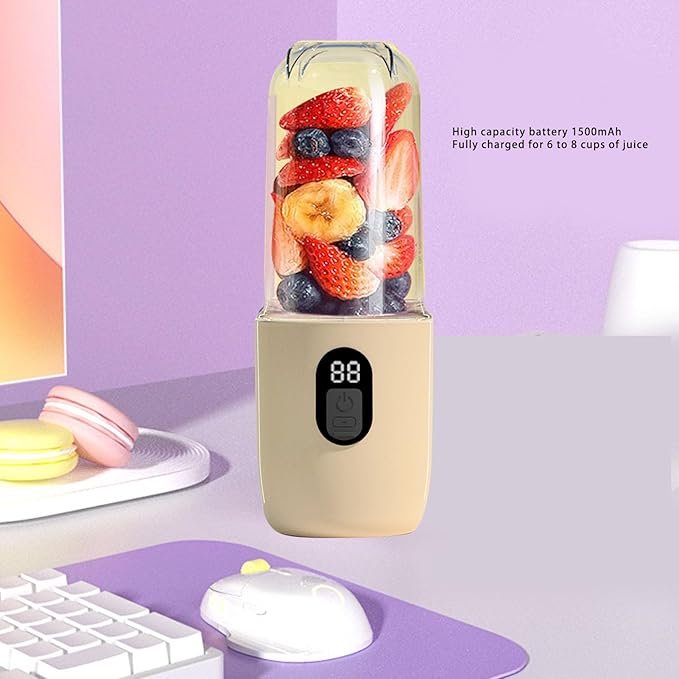 BAFOVY Portable Blender 500ml 16 Blades USB Rechargeable Mini Juicer Cup with 1500mAh Battery for Shakes Protein Drinks Travel Office Gym Kitchen Food Grade ABS Stainless Steel