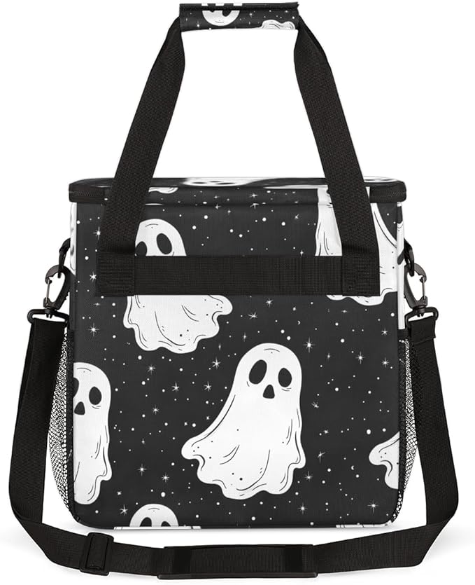 Halloween Spooky Ghost Coffee Maker Carrying Bag Travel Storage Bag Compatible with K-Mini or K-Mini Plus Single Serve Coffee Brewer Carrying Case with Multiple Pockets &amp Shoulder Strap
