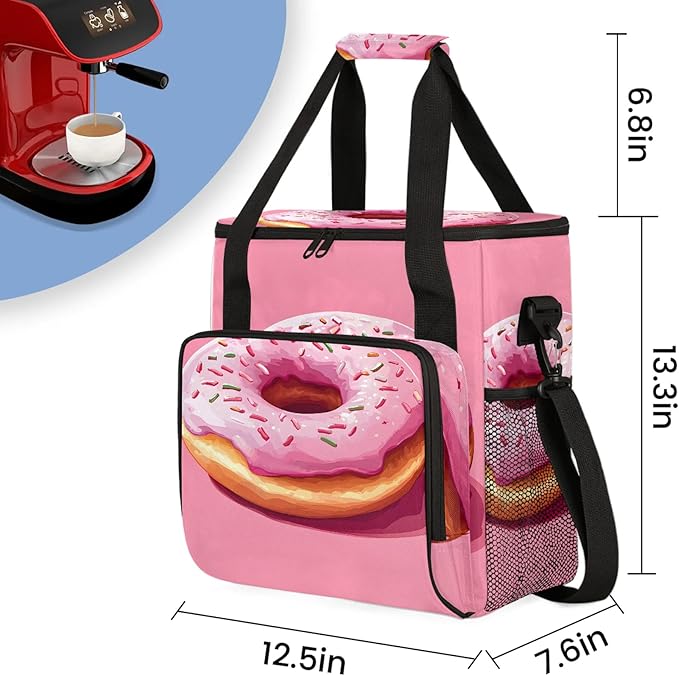 Donuts Coffee Maker Travel Bag Food Insulated Grocery Bag Travel Picnic Leakproof Cooler Bags With Shoulder Strap