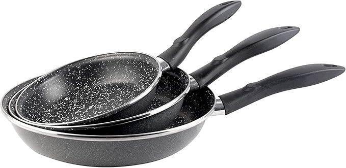 Magefesa K2 Gransasso Set of 3 Frying Pans 20/24/28 cm Vitrified Steel Exterior Grey Non-Stick Two-Layer Stone Effect Special Induction 50% Energy Saving