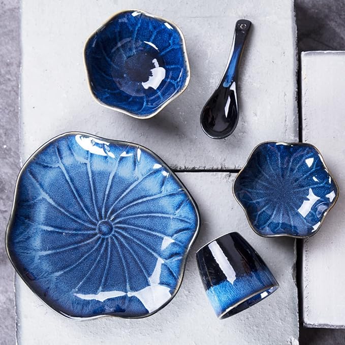 Dinnerware Set Service for 4 20-Piece Porcelain Dinnerware Sets Tableware Kitchen Dinner Set - Plates and Bowls Sets for 4 Reactive Glaze
