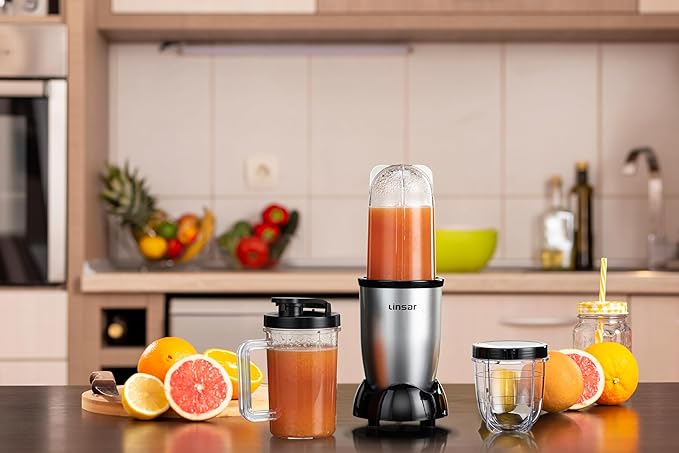 High Speed Blender (Silver) with additional Blender Cups Amazing Shape Bullet Blenders For Making Smoothies Mini Blender Smoothie Maker for Gym Work or Home