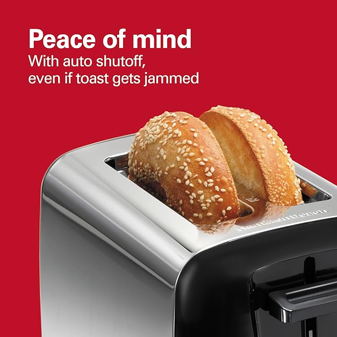 Hamilton Beach 2 Slice Toaster with Extra Wide Slots Shade Selector Auto-Shutoff Cancel Button and Toast Boost Black