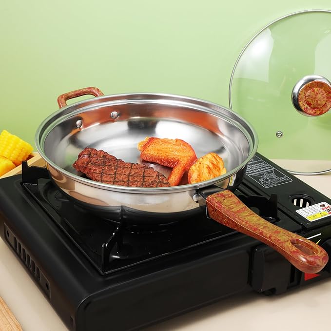 ABOOFAN 6pcs Nonstick Stainless Steel Cookware Set Grain Handles Versatile Pots and Pans for Induction Electric and Gas Stovetops Easy to Clean Cooking Pots Set