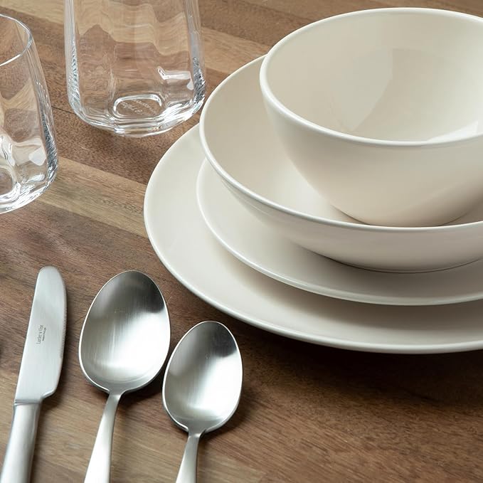 Larder &amp Vine Ceramic Stoneware Dinnerware 16-Piece Set 4 Place Settings (White)