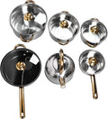 12pcs Stainless Steel Pots and Pans Set Non Stick Kitchen Cookware with Lids Golden Handles and Spout Even Heat Distribution Include Milk Pot Sauce Pot Frying Pan and