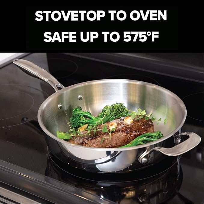 Nuwave Stainless Steel 9-Piece Pro-Smart Cookware Set Space Saving Nestable Design Heavy-Duty Tri-Ply Dishwasher &amp Oven Safe Ergonomic Stay-Cool Handles Induction-Ready &amp Works on All Coo