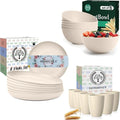 Homienly 20 PCS Premium Wheat Straw Dinnerware Sets Reusable Cups Plates and Bowls Sets for Kitchen Lightweight and Unbreakable Dishwasher and Microwave Safe Dishes Set - Beige