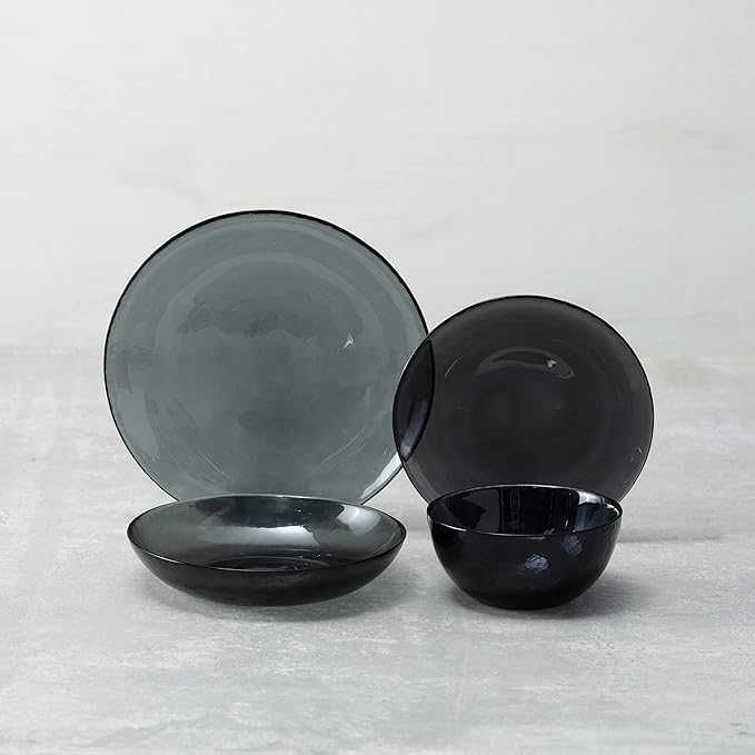 Fortessa Los Cabos Glass Dinnerware Collection Dessert Snack Bowl (Set of 4) 5 Inch/12.5oz Shadow