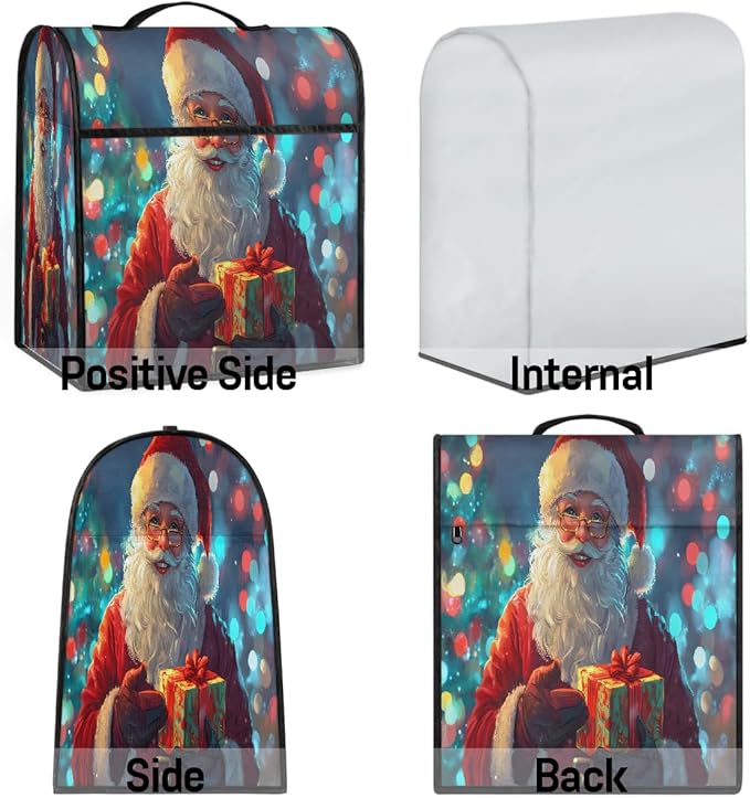 cfpolar Kitchen Aid Mixer Cover Compatible with 6-8 Quarts Santa Claus Christmas Hat Stand Mixer Cover Kitchen Aid Mixers Accessories Appliance Organizer Bag Dust Covers with Zipper Pocket