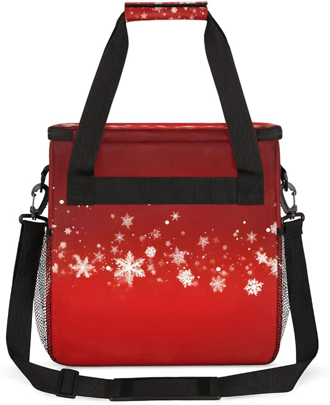 Xmas Snowflakes Coffee Maker Carrying Bag Glitter Snowflakes Travel Storage Bag Compatible with K-Mini or K-Mini Plus Single Serve Coffee Brewer Carrying Case with Multiple Pockets &amp Shoulder St