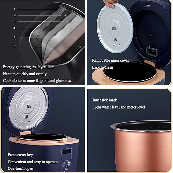 Portable rice cookerRice Cooker with Steamer 6-Layer Gathering Energy Non-Stick Inner24H Reservation Rice Cooker for Family Dormitoryfor 1-3 People