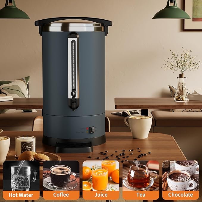 12L/80 Cups Coffee Urn-3.2 Gallon Double Wall Commercial Coffee Maker Large Capacity Hot Coffee Dispenser Stainless Steel Hot Water Urn Catering Buffet Parties Weddings Gathering Easy Clean
