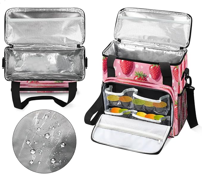 Strawberries Spots Coffee Maker Carrying Bag Compatible with K-Mini or K-Mini Plus Portable Single Cup Coffee Maker Case with Pockets for K Cup Pods