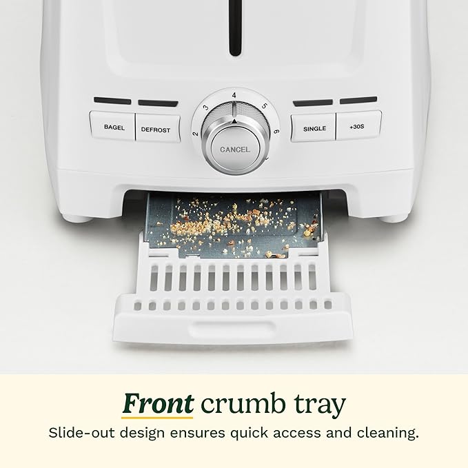 Cuisinart Core Collection 2-Slice Toaster | Extra-Long Slots for Artisan Bread Bagel | High-Lift Quickview™ | Single Slice &amp Defrost Function | +30sec Toast Boost | Removable Crumb Tray White