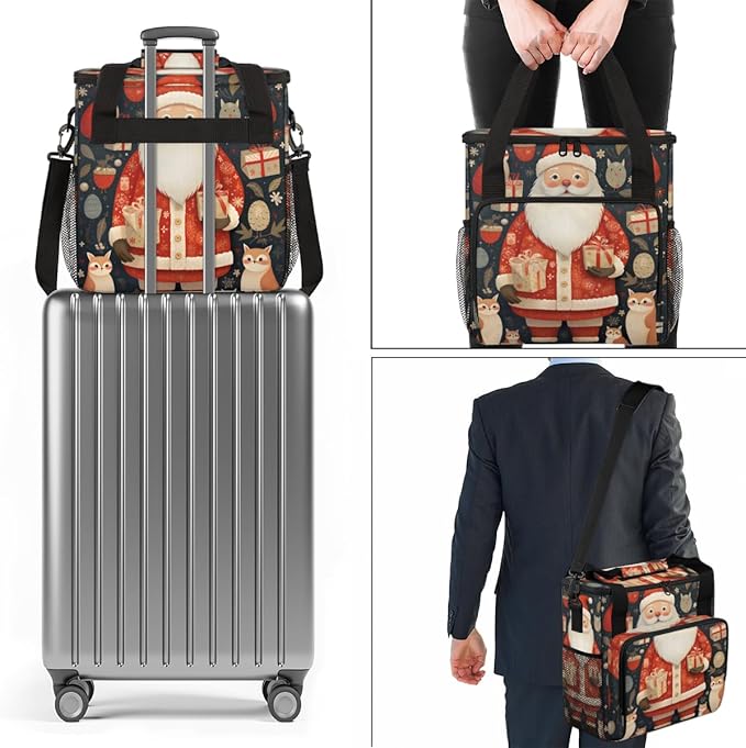 Colorful Santa Claus Coffee Maker Carrying Bag Mystical Santa Claus Travel Storage Bag Compatible with K-Mini or K-Mini Plus Single Serve Coffee Brewer Carrying Case with Pockets &amp Shoulder Stra