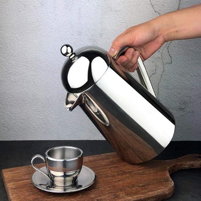 French Press Coffee MakerInsulated Stainless SteelWalled Insulated Double-layer Filter Hand Coffee &amp Tea Brewer PotEasy Clean 34oz (1 Litre)