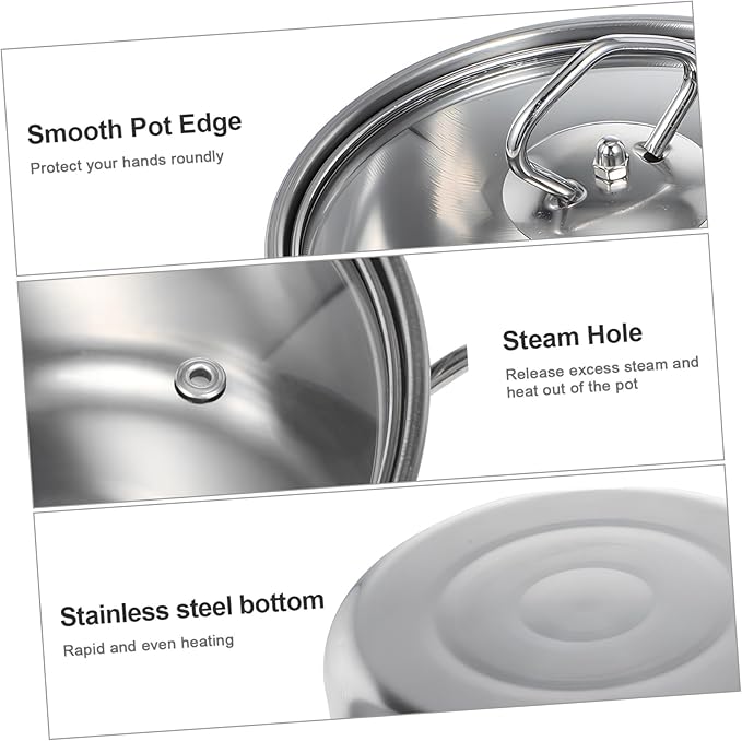 5sets Stainless Steel Soup Pot Set Pot Lid Induction Cookware Set for Soup Stew Porridge Canning