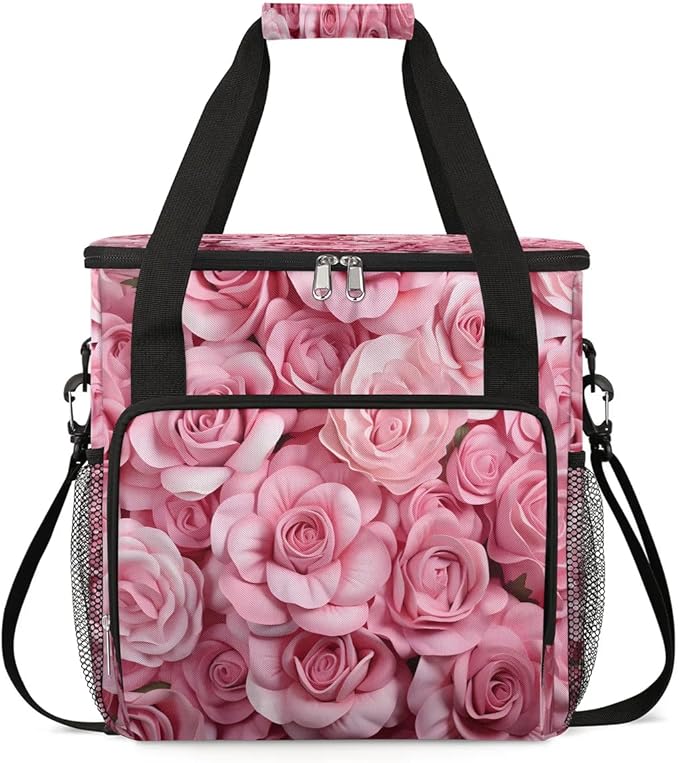 Charming Roses Coffee Maker Carrying Bag Compatible with K-Mini or K-Mini Plus Portable Single Cup Coffee Maker Case with Pockets for K Cup Pods