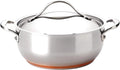 Anolon Nouvelle Stainless Steel Frying Pan/ Fry Pan/ Saute Pan/ Chefpan with Lid - 4 Quart Silver