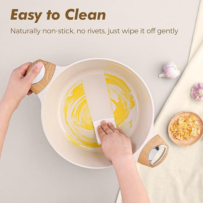 SENSARTE Ceramic Pots and Pans Set Nonstick Kitchen Cookware Sets 14-Piece Induction Cookware Non-toxic Healthy Non Stick Cooking Set with Frying Pans Set PFAS PTFE PFOA PFOS Free