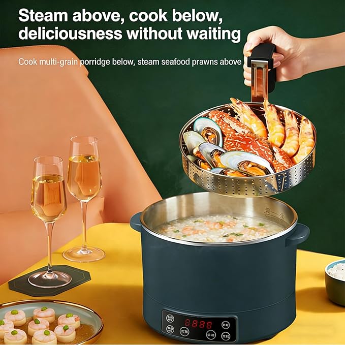 Low Carb Rice Cooker with Auto Lift 3L 1500W Induction Heating Rice-Water Separation (54% Less Starch) 12H Timer Multifunctional (Rice/Soup) 304 Stainless Steel Even Heating