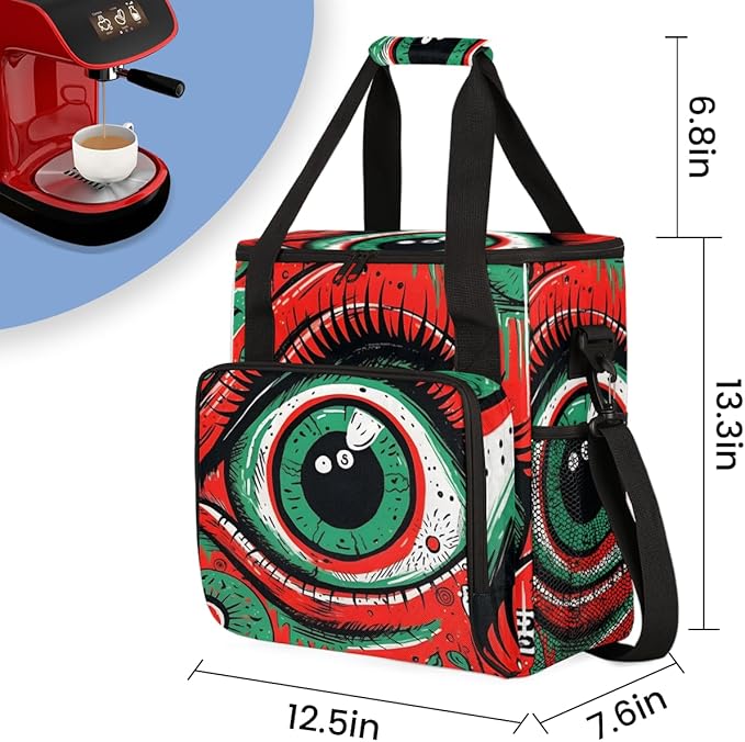 Ethnic Eyes Coffee Maker Carrying Bag Portable Travel Storage Tote Bag Compatible with K-Mini or K-Mini Plus Single Serve Coffee Brewer Carrying Case with Multiple Pockets &amp Shoulder Strap