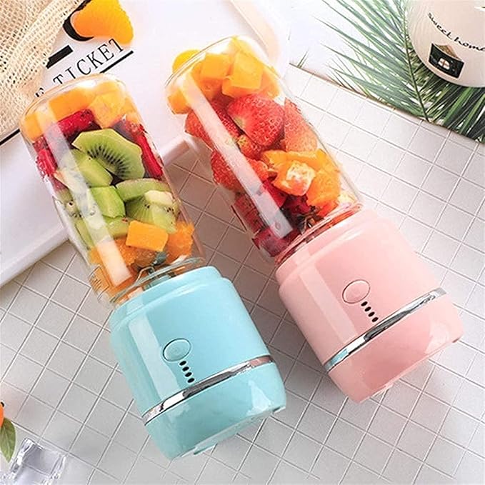 Portable Blender Personal Blender with USB Rechargeable Mini Fruit Juice Mixer for Smoothies and Shakes Mini Juicer Cup Travel (Color : Blue) (Pink)